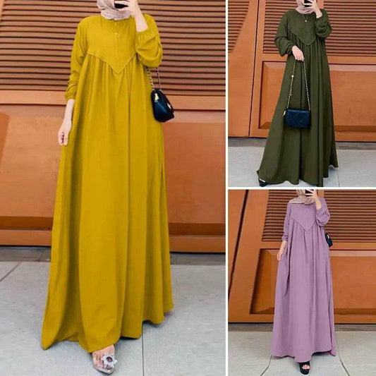 Retro solid-color dress - Price Value Store