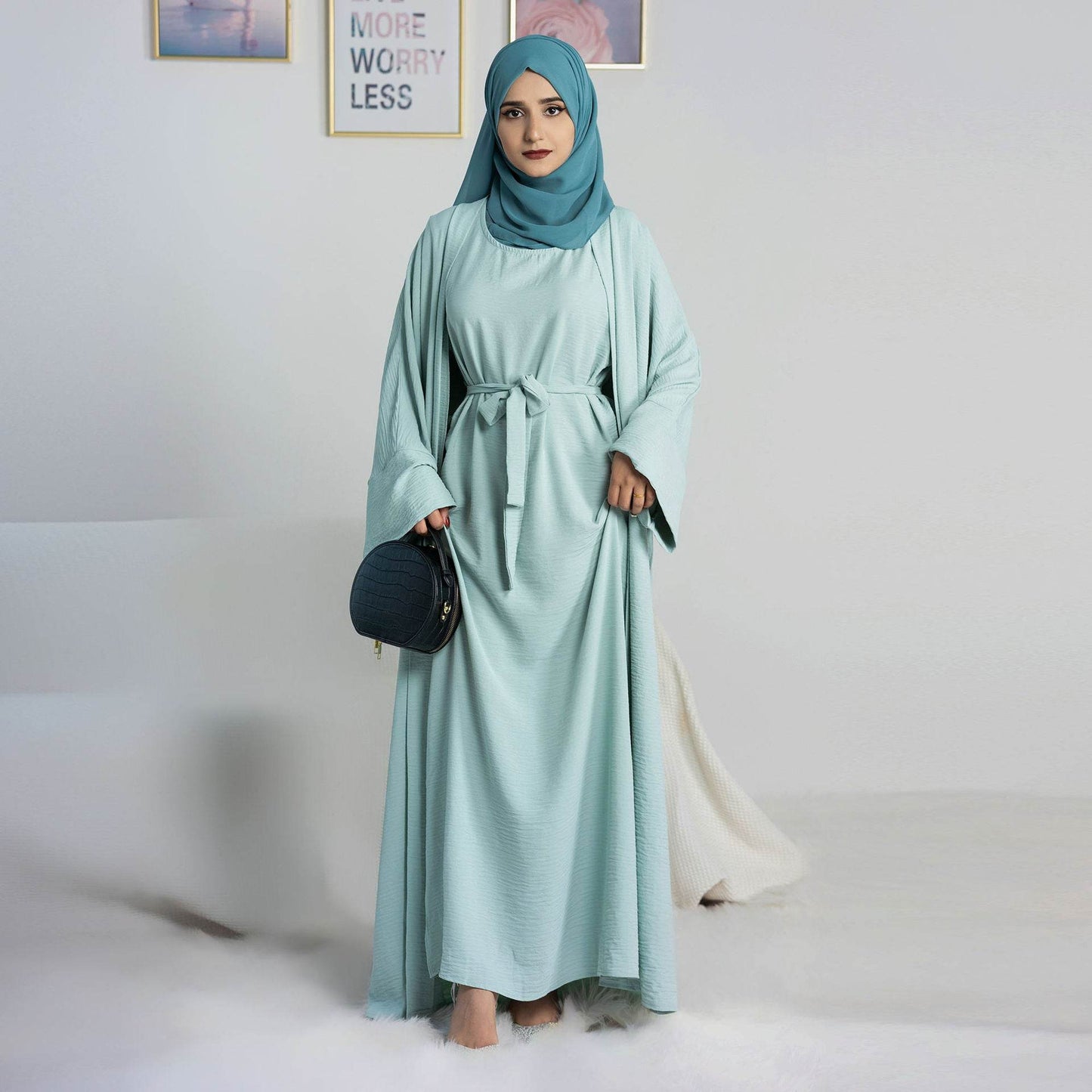 Long robe cardigan dress with two-piece inner layer - Price Value Store