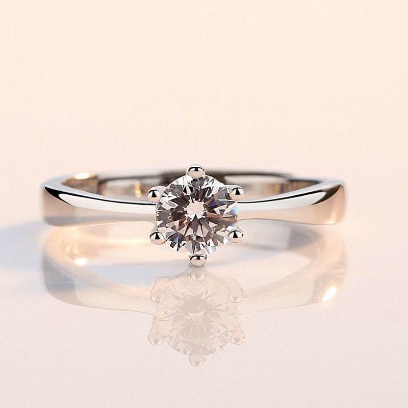 Deep as the Sea Six-claw Inlaid Zircon Ring Women's Fashion Opening Adjustable Couple Ring - Price Value Store