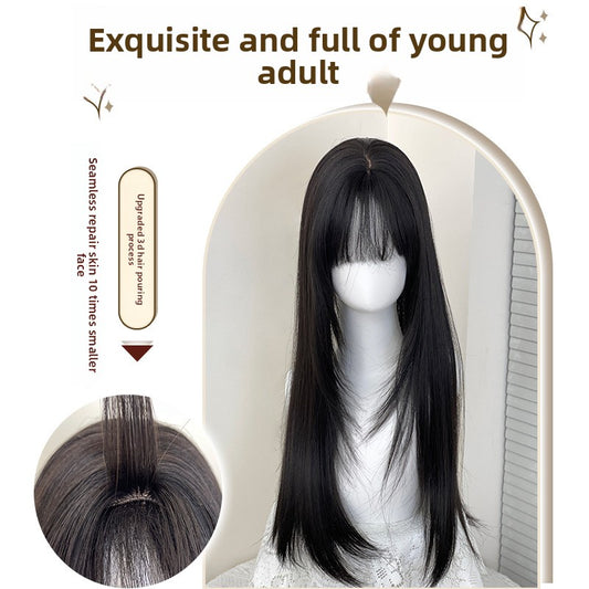 Long black and brown hair with a layered look