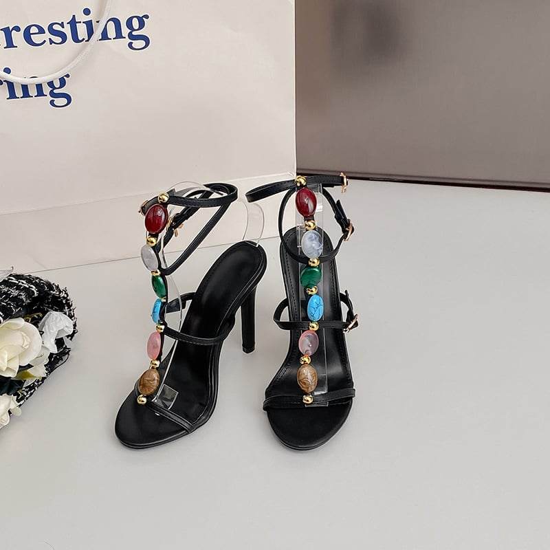 2024 Summer Women's Pearl Open Toe Stiletto High Heel Sandals - Price Value Store