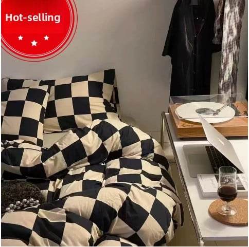 Four-piece Set Nordic Style Wash Cotton Quilt Cover Net-red Bed Sheet Student Dormitory Bedding - Price Value Store