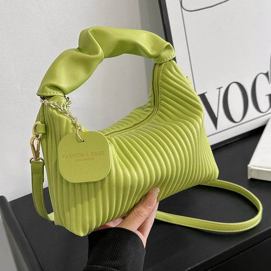 Textured vertical stripe handbag 2025 new niche design shoulder messenger bag foreign style all-match bag women's wholesale - Price Value Store