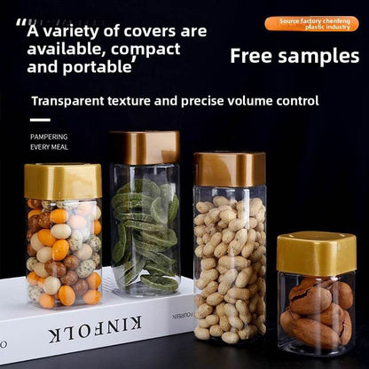 Square Transparent PET Plastic Storage Jars with Lids (300ml?700ml). - Price Value Store