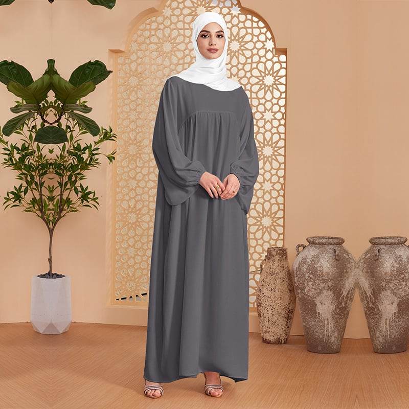 Abaya Robe Women's Long Dress Middle East Turkey Solid Color Simple Loose dress - Price Value Store