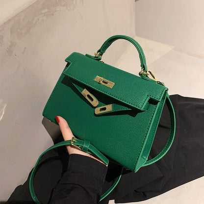 Texture Lock Portable Small Square Bag Women's 2022 New All-match Classic Shoulder Bag PU Fashion Kelly Bag - Price Value Store