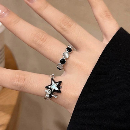 Blue Star Ring Women Premium Feeling Cat's Eye Stone Index Ring - Price Value Store