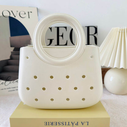 Mini EVA Beach Square Shell Handbag with DIY Hole Pattern - Price Value Store