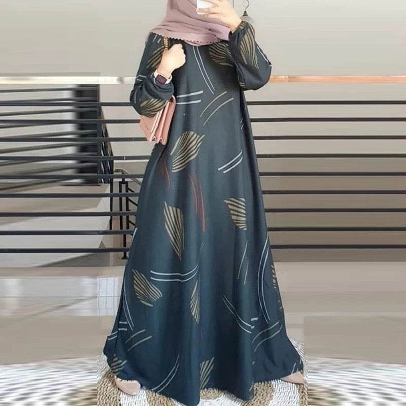 Dress Full-Sleeved Round Neck Robe Long Skirt Elegant - Price Value Store