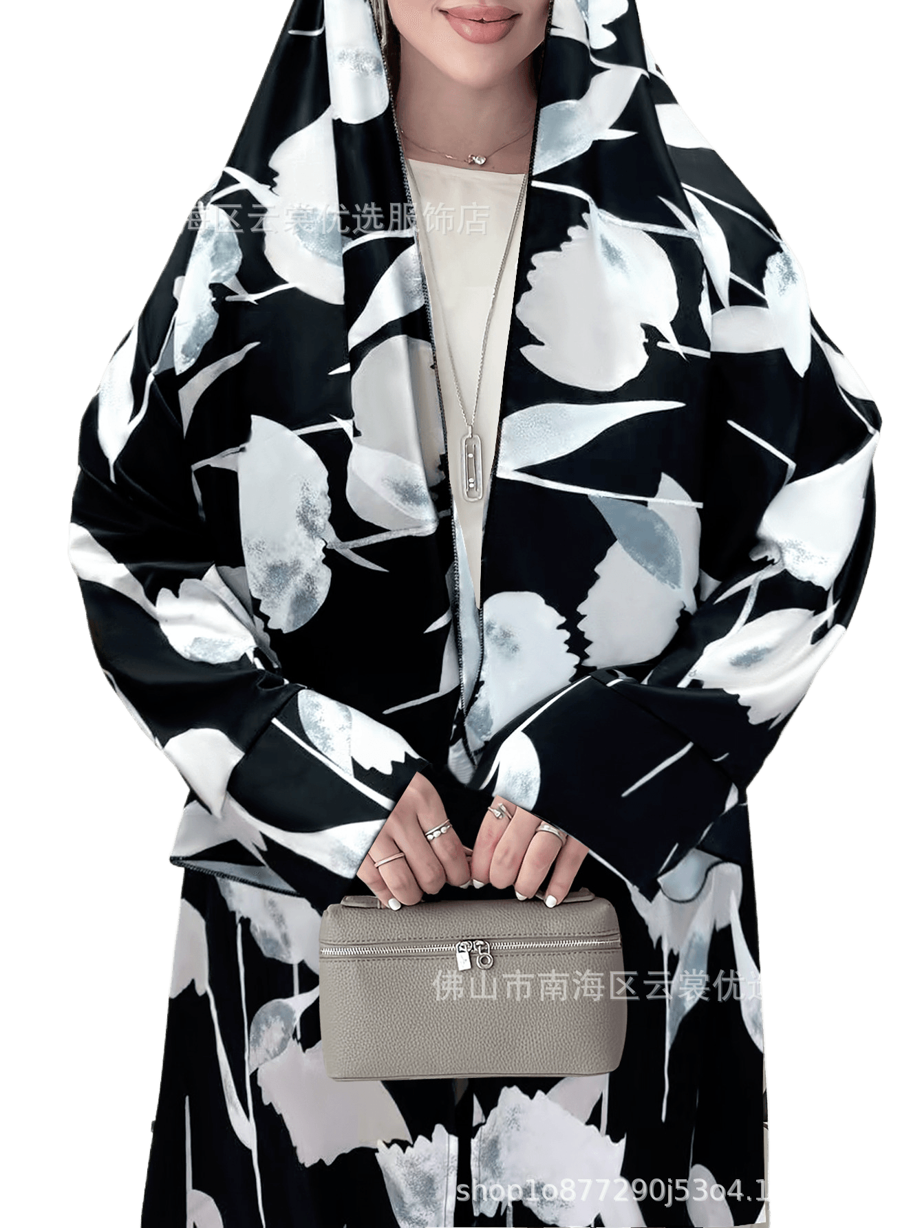 Long-sleeved printed robe with headscarf - Price Value Store