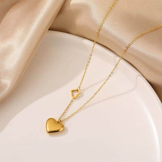 Women's Necklace Full Diamond Delicate Necklace Rose Gold Plated Heart Pendant Necklace with White Zircon Elegant Women's Jewelry Gifts for Anniversaries and Valentine's Day - Price Value Store