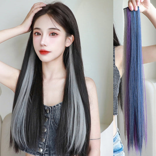 Highlight dyed wig pieces for women's long straight hair