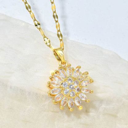 Light luxury rotatable sunflower necklace - Price Value Store