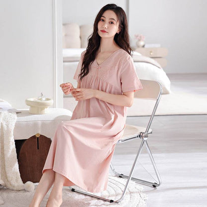 Pure cotton short-sleeved nightgown - Price Value Store