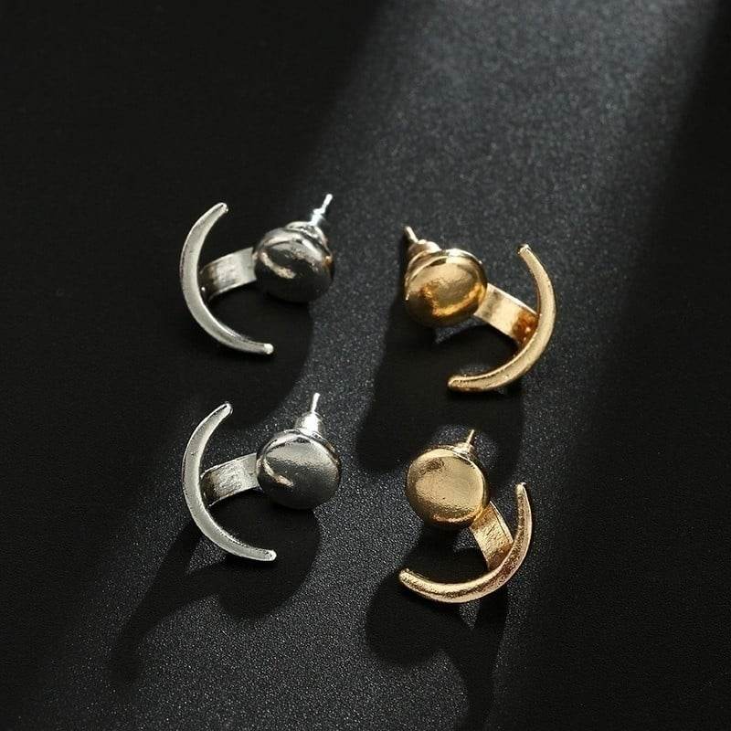 Geometric round earrings, fashionable and cute crescent-shaped earrings for girls - Price Value Store