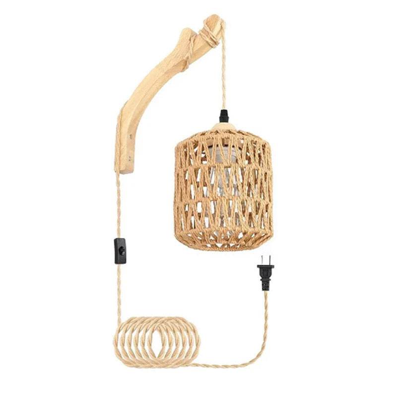 Bamboo woven bedside wall lamp - Price Value Store