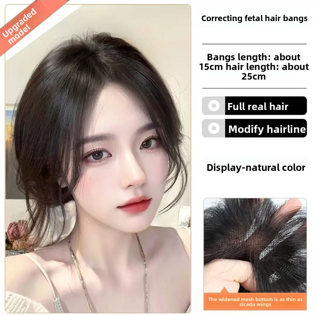 Full Real Hair Top of Head Front Front Bangs Wig
