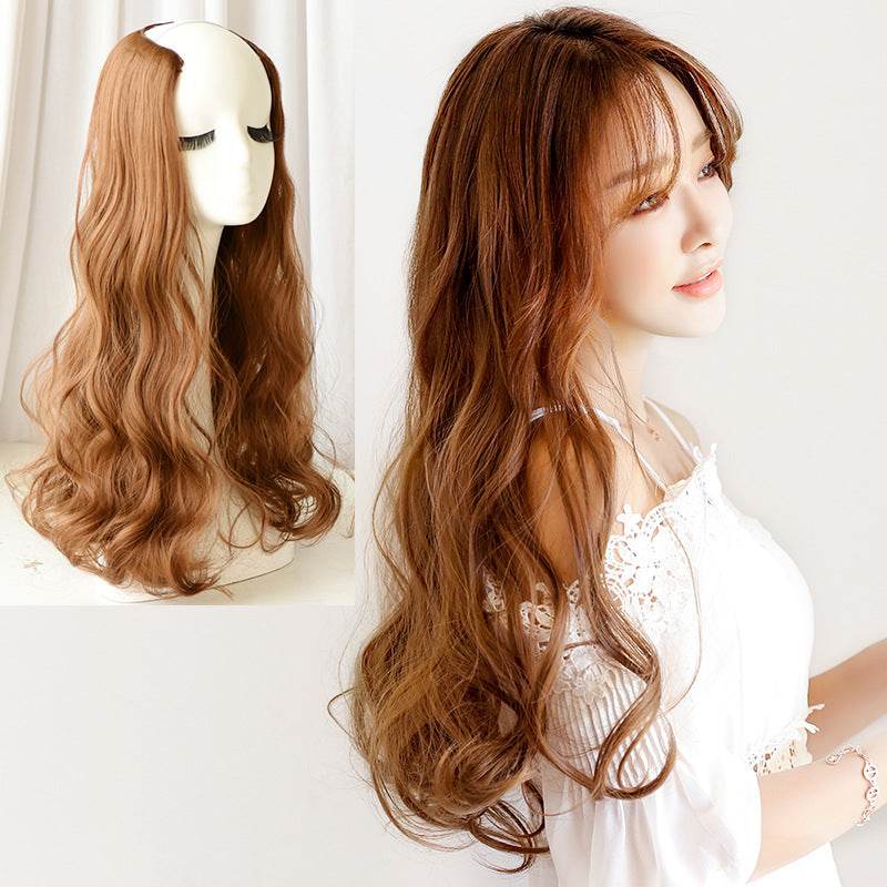 Long Curly/Straight Wig Hair Extension Piece, Natural Look, Adjustable Mesh Cap - Price Value Store