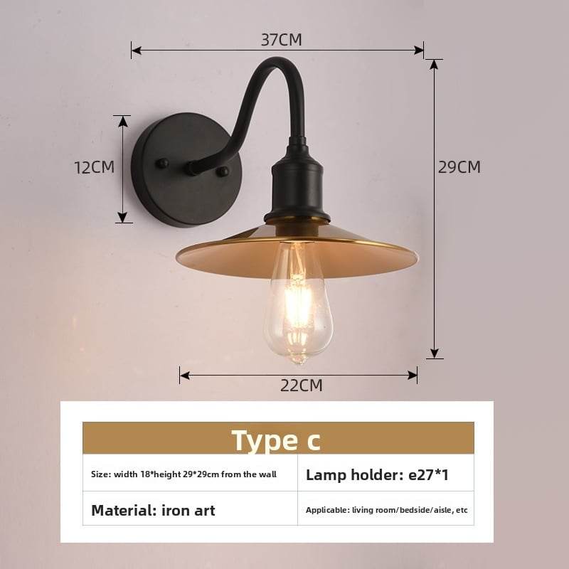 American style loft Industrial Wind bedside wall lamp Villa courtyard outdoor wall lamp restaurant bar decorative lighting fixtures - Price Value Store