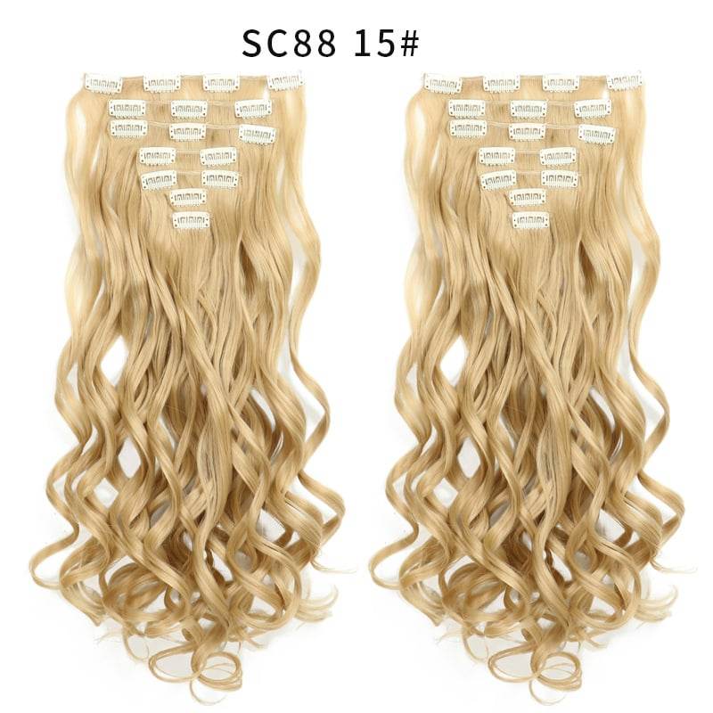 Seven Piece Wig Piece 16 Card Women Chemical Fibre High Temperature Silk Wig Long Curly Hair - Price Value Store