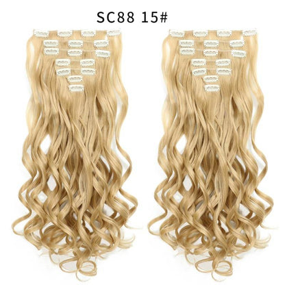Seven Piece Wig Piece 16 Card Women Chemical Fibre High Temperature Silk Wig Long Curly Hair - Price Value Store
