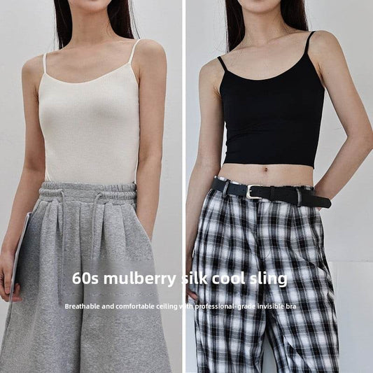 Mulberry Silk Built-in Bra Sling Vest ? Breathable & Lightweight - Price Value Store