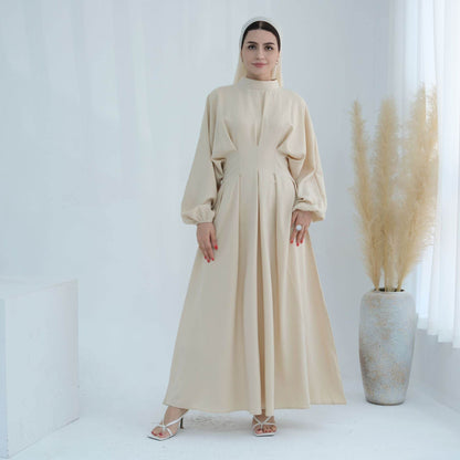 Turkey Dubai Solid Color Beam Sleeve dress - Price Value Store
