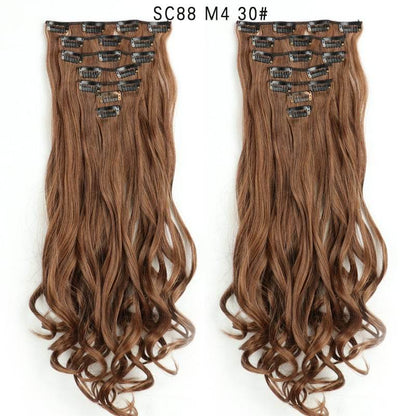Seven Piece Wig Piece 16 Card Women Chemical Fibre High Temperature Silk Wig Long Curly Hair - Price Value Store