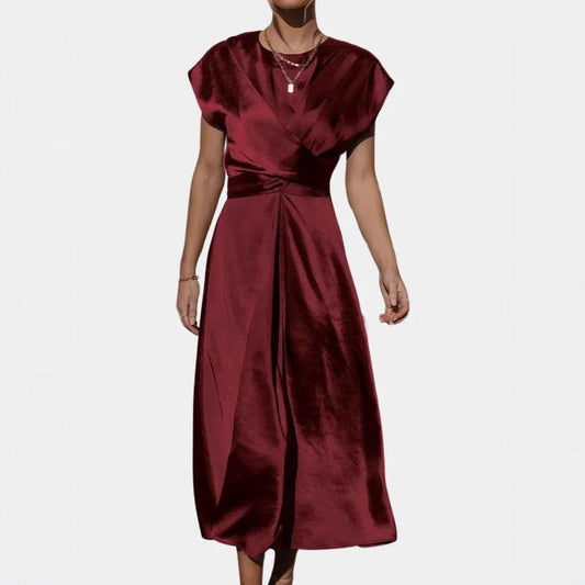 Satin Sleeveless Women's Dress with Ruffled Hem and Elastic Waist - Price Value Store