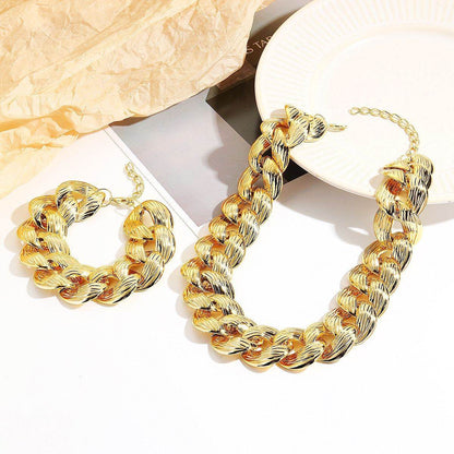 Cross-border New Necklace Hip-hop Amazon European and American Explosions CCB Bracelet Necklace Combination suit Hip-hop Necklace - Price Value Store
