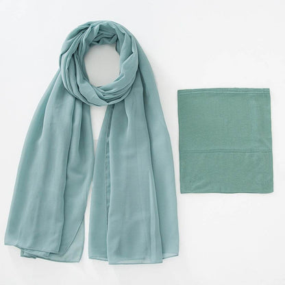 Modal Elastic Bucket Cap with Pearl Chiffon Scarf Set - Price Value Store