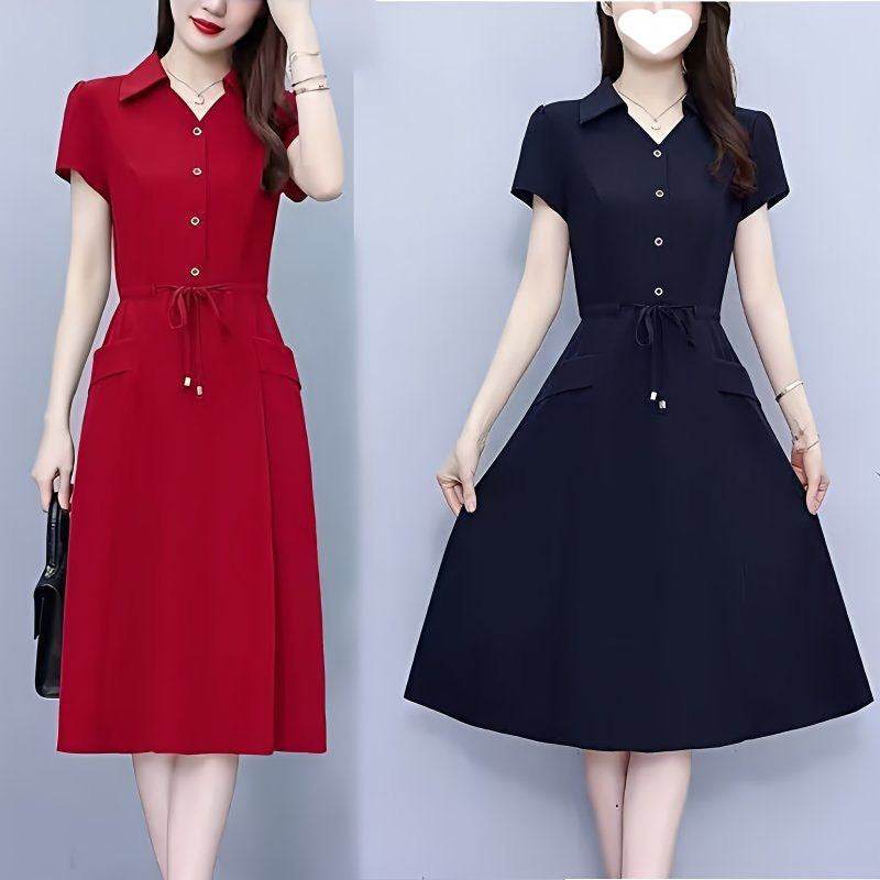 A large-sized waist-cinching and slimming dress - Price Value Store