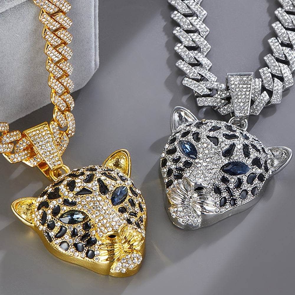 Animal Zinc Alloy Diamond Pendant Cuban Chain Necklace - Price Value Store