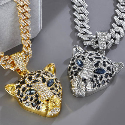 Animal Zinc Alloy Diamond Pendant Cuban Chain Necklace - Price Value Store