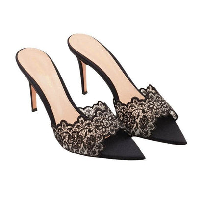 lace high heel slippers - Price Value Store