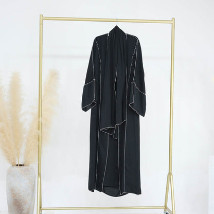Dubai Solid Color Hook-Edge Cardigan with dress - Price Value Store