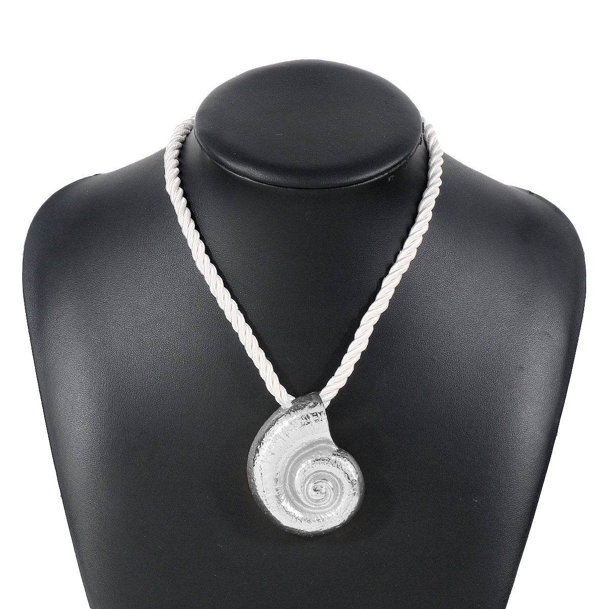 Personalized conch and starfish pendant necklace earrings - Price Value Store