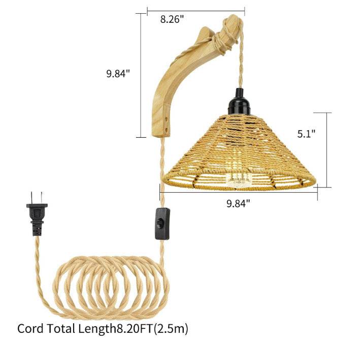 Bamboo woven bedside wall lamp - Price Value Store