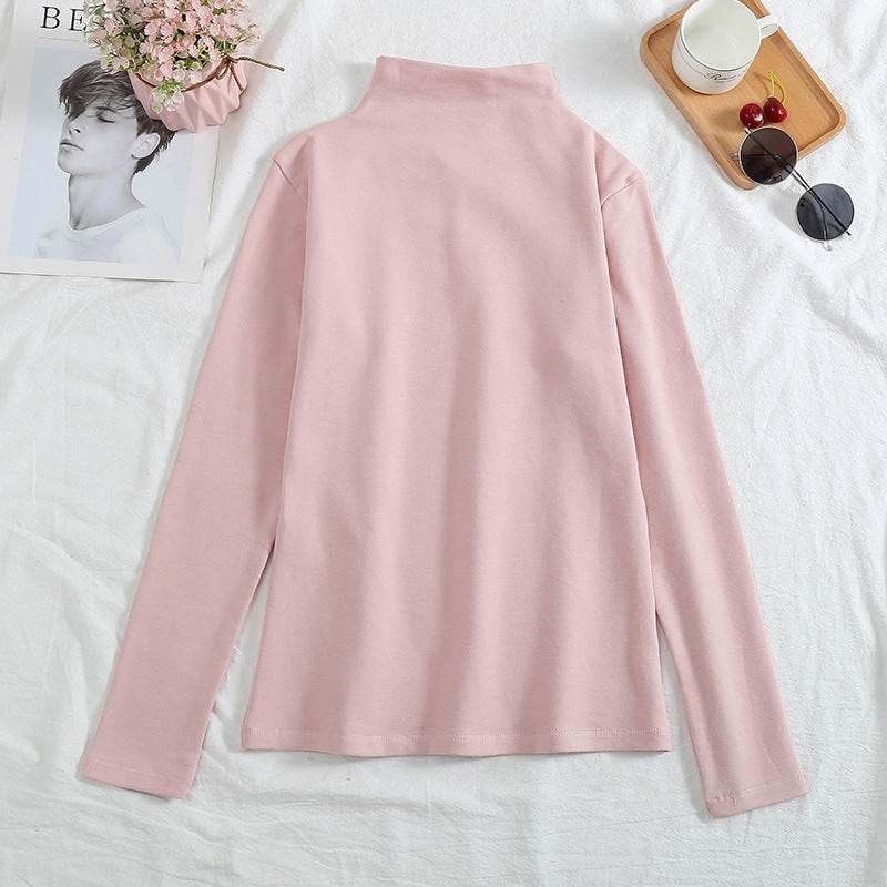 A velvet long-sleeved T-shirt as a base layer for women in solid colors - Price Value Store