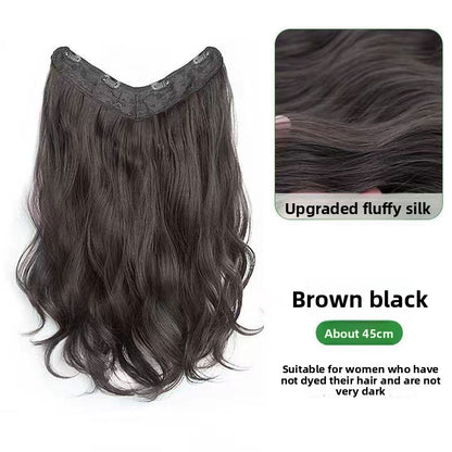 Women's V-Shaped Long Curly Invisible Hair Extension Patch