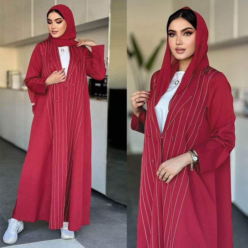 Contrasting color stripe robe - Price Value Store