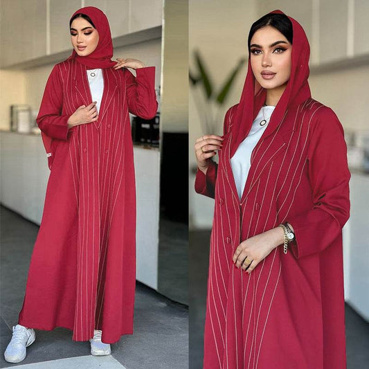 Contrasting color stripe robe - Price Value Store
