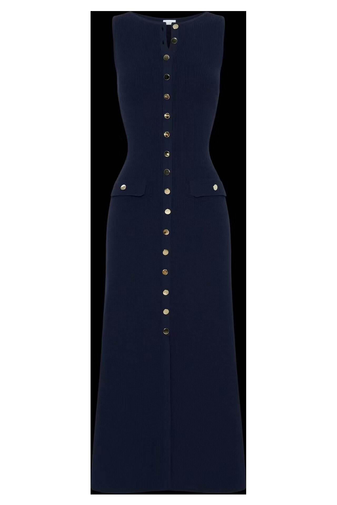 2025 Summer New Sleeveless Round Neck Slim Knitted Dress - Price Value Store