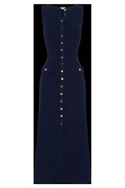 2025 Summer New Sleeveless Round Neck Slim Knitted Dress - Price Value Store