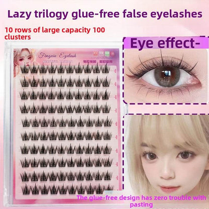 Glue-Free Self-Adhesive False Eyelashes, 10 Rows, Cross/Thick/Natural Styles - Price Value Store