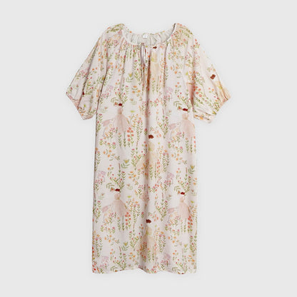 Women's Summer Cotton Silk Nightgown Dress with Belt, Korean Style - Price Value Store