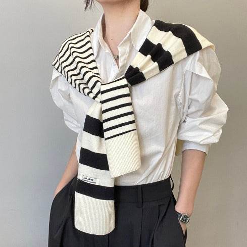 Striped shawl outerwear - Price Value Store