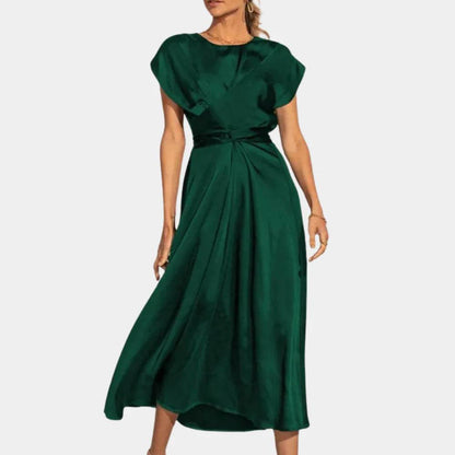 Satin Sleeveless Women's Dress with Ruffled Hem and Elastic Waist - Price Value Store