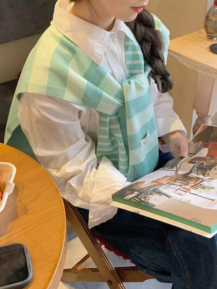 Striped shawl outerwear - Price Value Store