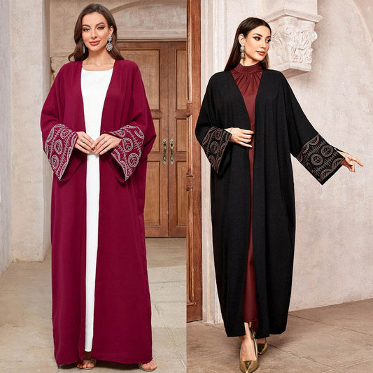 Embroidered cardigan robe with bat sleeves - Price Value Store